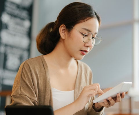 woman on calculator